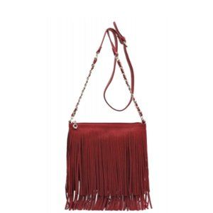 NEW - Medium Red Fringe Crossbody Bag
